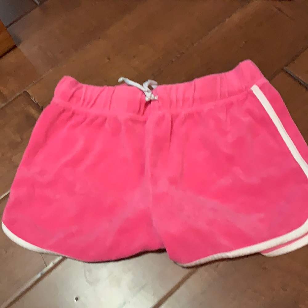 Pink and white shorts that feel like a towel